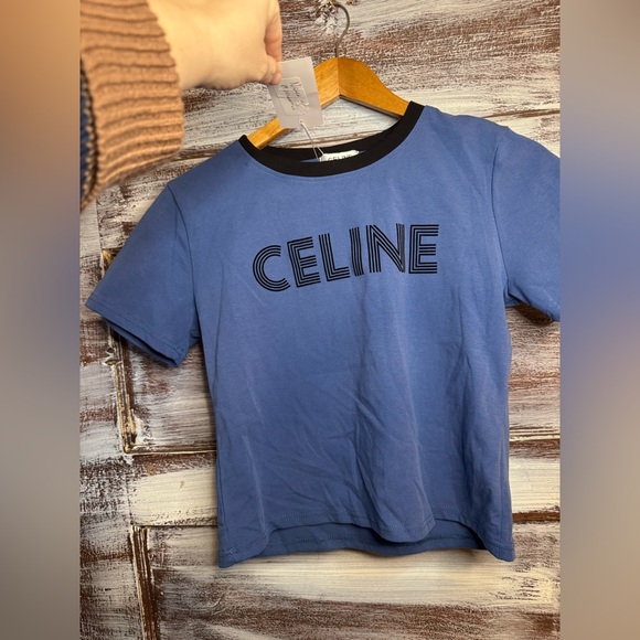 Celine Tops - Celine Blue Short Sleeve Tee